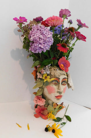 Ceramic Sculptures: Fierce Lady Flower Vase